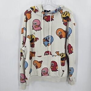 Pac-Man Hoodie Unisex Large  Logo  All  Over Print